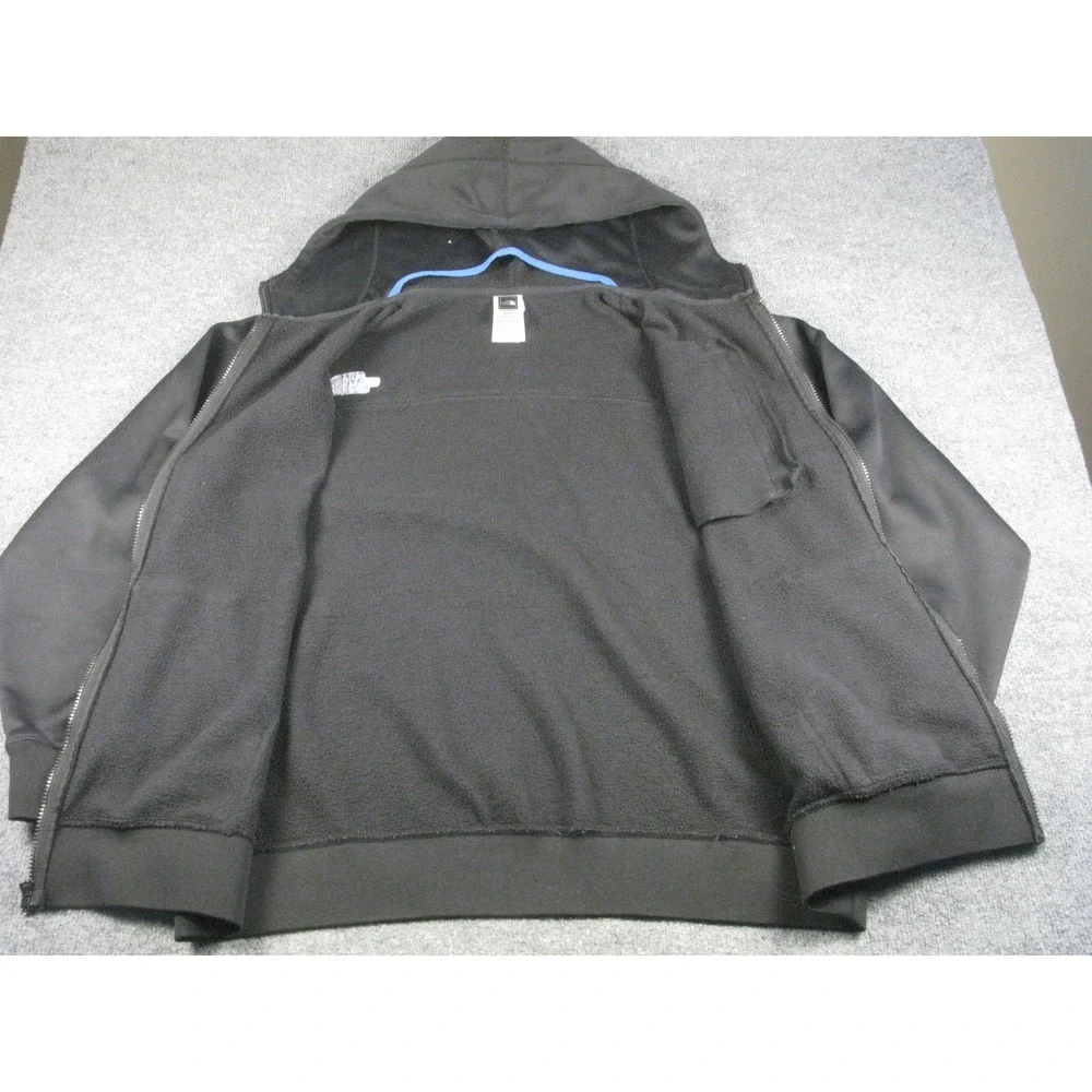 The North‎ Face Mens XL Full Zip Hoodie Jacket Black Blue Fleece Balaclava #1973